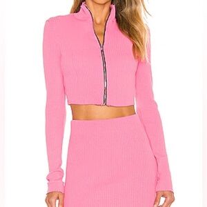 pink cotton citizen zip up long sleeve